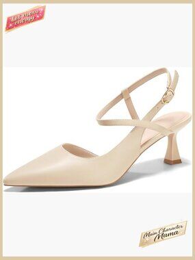 Low Kitten Heel Slingback Pumps Closed Pointed Toe Elegant Dress Shoes Chic
